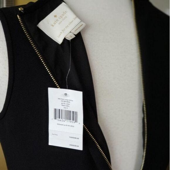 Kate Spade Fit & Flare Crepe Sleeveless Dress Bows Black Women's Size 2 - Picture 6 of 8
